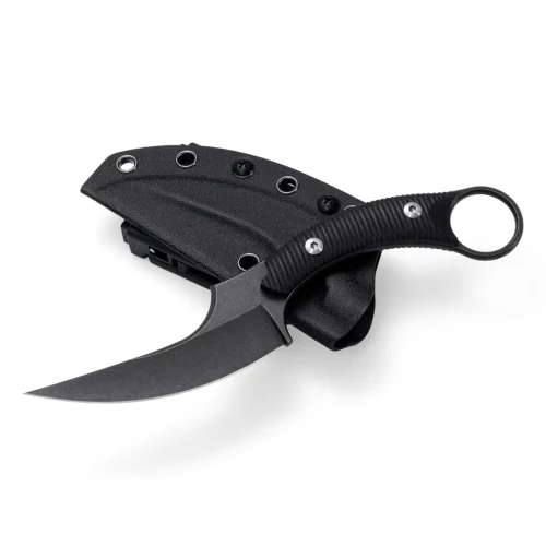 KK1011_B1_01 Mackerel Shark Tactical Karambit Knife | 3.74″ Black Stonewashed D2 Blade | Black G10 Handle | KIASLORE KK1011-1