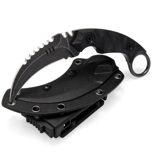 KK1212_B1_01 Shadow Fury Double Edged Claw Knife | 3.1″ Black Stonewashed D2 Blade | Black G10 Handle | KIASLORE KK1212-1