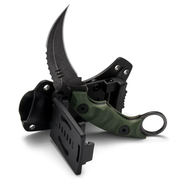 Shadow Fury Double Edged Claw Knife | 3.1″ Black Stonewashed D2 Blade | Green G10 Handle | KIASLORE KK1212-2