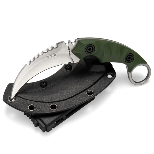 Shadow Fury Double Edged Claw Knife | 3.1″ Satin Finished D2 Blade | Green G10 Handle | KIASLORE KK1212-4