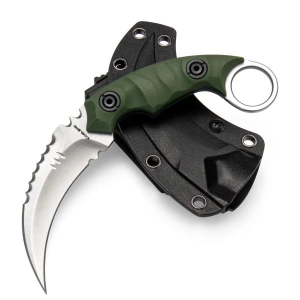 Shadow Fury Double Edged Claw Knife | 3.1″ Satin Finished D2 Blade | Green G10 Handle | KIASLORE KK1212-4