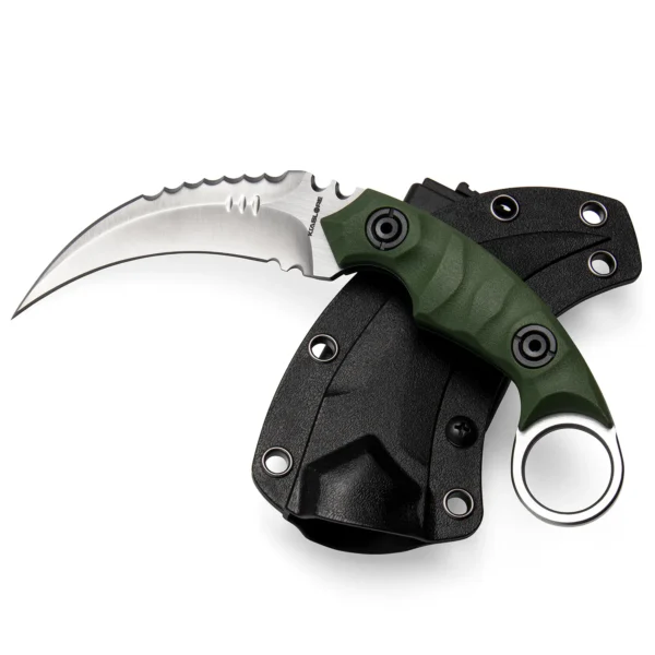 Shadow Fury Double Edged Claw Knife | 3.1″ Satin Finished D2 Blade | Green G10 Handle | KIASLORE KK1212-4