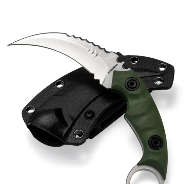 Shadow Fury Double Edged Claw Knife | 3.1″ Satin Finished D2 Blade | Green G10 Handle | KIASLORE KK1212-4