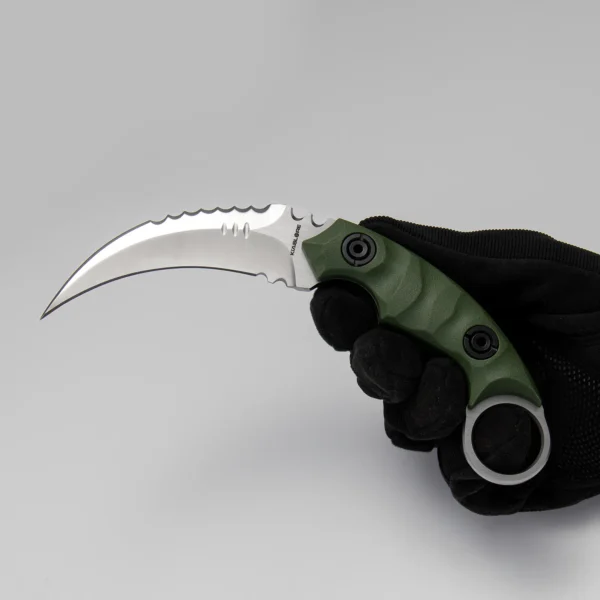 Shadow Fury Double Edged Claw Knife | 3.1″ Satin Finished D2 Blade | Green G10 Handle | KIASLORE KK1212-4