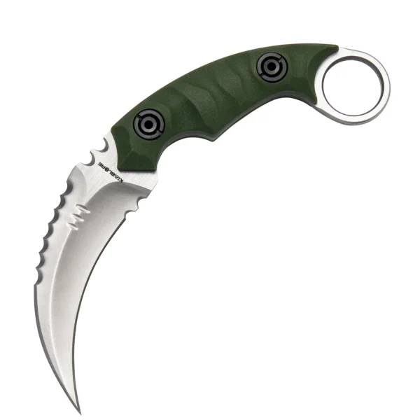 Shadow Fury Double Edged Claw Knife | 3.1″ Satin Finished D2 Blade | Green G10 Handle | KIASLORE KK1212-4