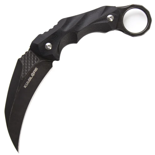 Aegis Tactical Karambit Knife | 3.14″ Black Stonewashed D2 Blade | Black G10 Handle | KIASLORE KK1222-1