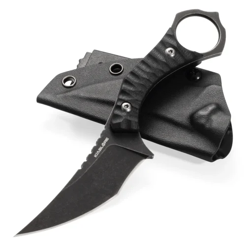 Phantom Fixed Blade Knife | 3.15" Black Stonewashed D2 Blade | Black G10 Handle | KIASLORE KM123-1