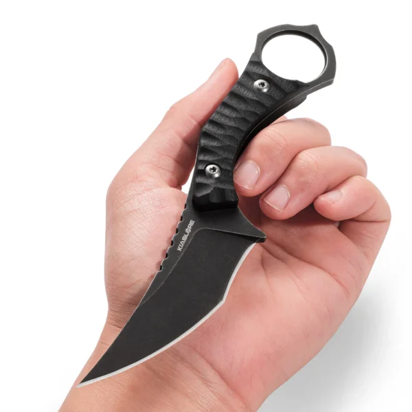 Phantom Fixed Blade Knife | 3.15" Black Stonewashed D2 Blade | Black G10 Handle | KIASLORE KM123-1