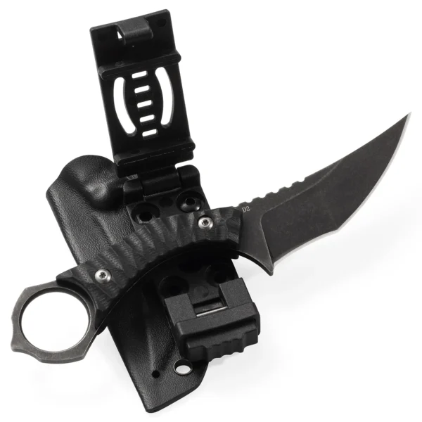 Phantom Fixed Blade Knife | 3.15" Black Stonewashed D2 Blade | Black G10 Handle | KIASLORE KM123-1