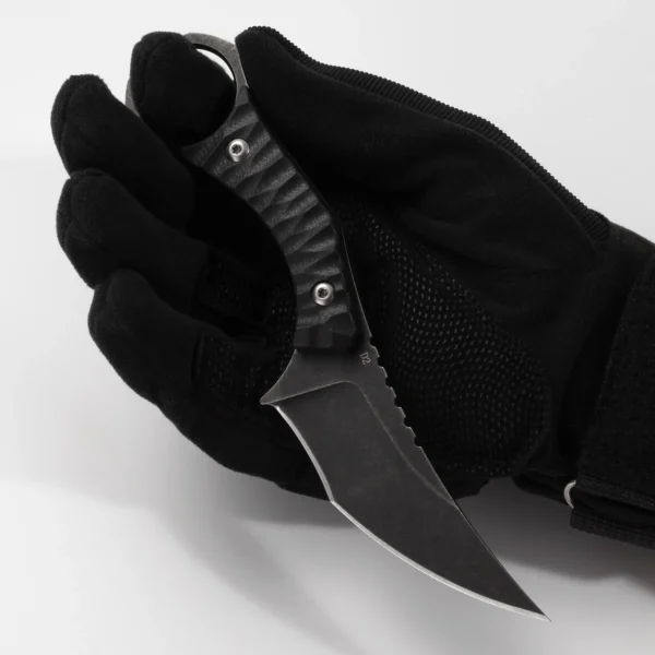 Phantom Fixed Blade Knife | 3.15" Black Stonewashed D2 Blade | Black G10 Handle | KIASLORE KM123-1