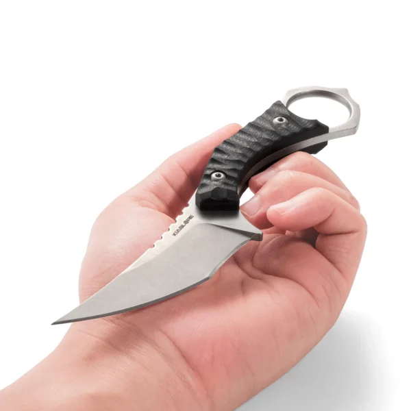 Phantom Fixed Blade Knife | 3.15" Stonewashed D2 Blade | Black G10 Handle | KIASLORE KM123-2