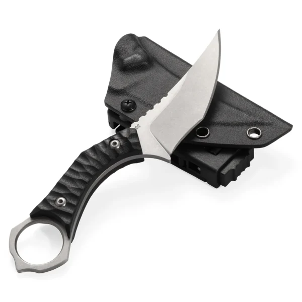 Phantom Fixed Blade Knife | 3.15" Stonewashed D2 Blade | Black G10 Handle | KIASLORE KM123-2