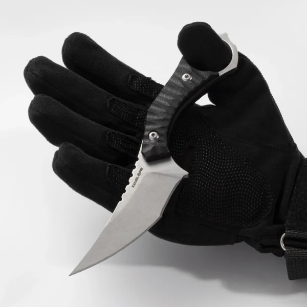Phantom Fixed Blade Knife | 3.15" Stonewashed D2 Blade | Black G10 Handle | KIASLORE KM123-2