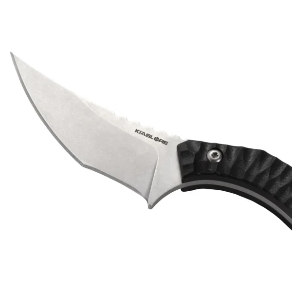 Phantom Fixed Blade Knife | 3.15" Stonewashed D2 Blade | Black G10 Handle | KIASLORE KM123-2