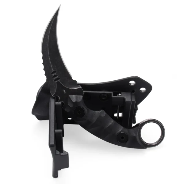 Shadow Spinosaurus Double Edged Claw Knife | 3.46" Black Stonewashed D2 Blade | Black G10 Handle | KIASLORE KK128-1