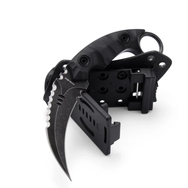 Shadow Spinosaurus Double Edged Claw Knife | 3.46" Black Stonewashed D2 Blade | Black G10 Handle | KIASLORE KK128-1