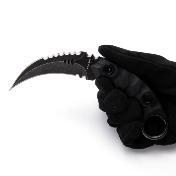 Shadow Spinosaurus Double Edged Claw Knife | 3.46" Black Stonewashed D2 Blade | Black G10 Handle | KIASLORE KK128-1