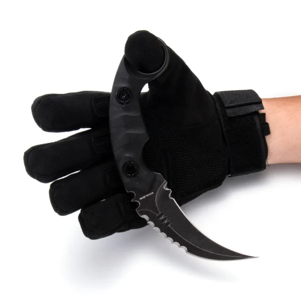 Shadow Spinosaurus Double Edged Claw Knife | 3.46" Black Stonewashed D2 Blade | Black G10 Handle | KIASLORE KK128-1