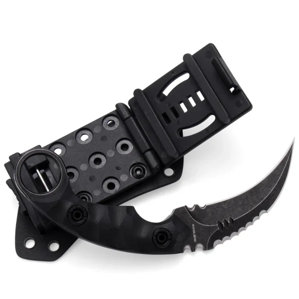 Shadow Spinosaurus Double Edged Claw Knife | 3.46" Black Stonewashed D2 Blade | Black G10 Handle | KIASLORE KK128-1