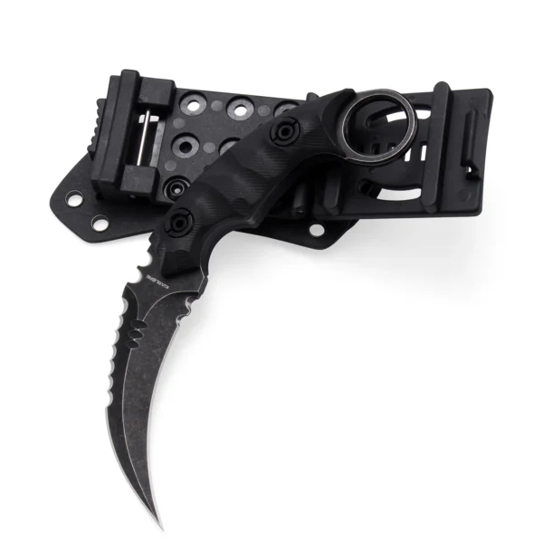 Shadow Spinosaurus Double Edged Claw Knife | 3.46" Black Stonewashed D2 Blade | Black G10 Handle | KIASLORE KK128-1