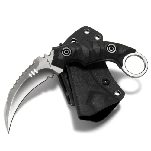KK128_S3_01 Shadow Spinosaurus Double Edged Claw Knife | 3.46" Satin Finished D2 Blade | Black G10 Handle | KIASLORE KK128-3