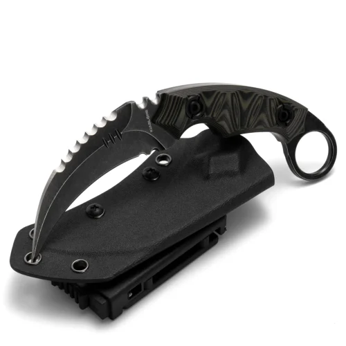 KK129_B1_01 Shadow Spinosaurus Double Edged Claw Knife | 3.46" Black Stonewashed D2 Blade | Black Desert Camo G10 Handle | KIASLORE KK129-1