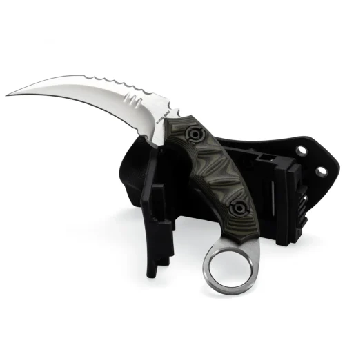 KK129_S2_01 Shadow Spinosaurus Double Edged Claw Knife | 3.46" Satin Finished D2 Blade | Black Desert Camo G10 Handle | KIASLORE KK129-2