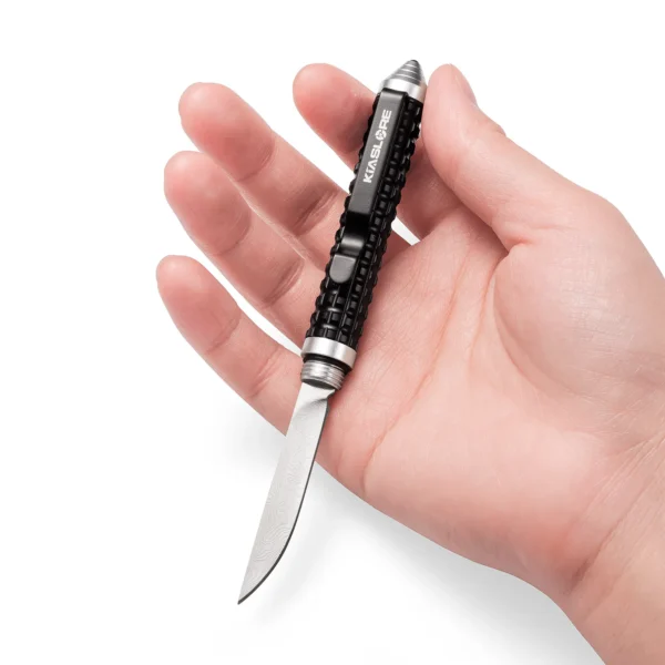 Everyday D Pen Knife | 1.88″ Damascus Blade | Aluminum Handle | KIASLORE KM162-D