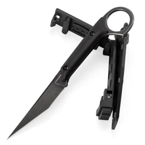 KS1013_B1_01 Shadow Fixed Blade Knife | 3.34″ Black Stonewashed D2 Blade | Black G10 Handle | KIASLORE KS1013-1