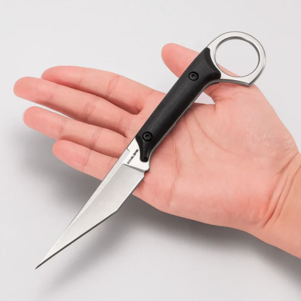 Shadow Fixed Blade Knife | 3.34″ Stonewashed D2 Blade | Black G10 Handle | KIASLORE KS1013-2