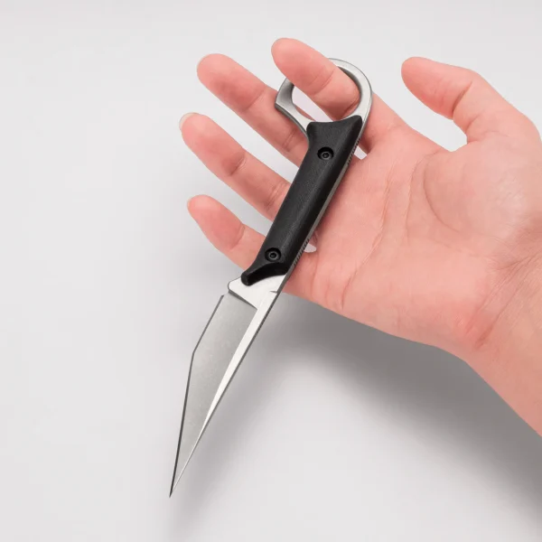 Shadow Fixed Blade Knife | 3.34″ Stonewashed D2 Blade | Black G10 Handle | KIASLORE KS1013-2
