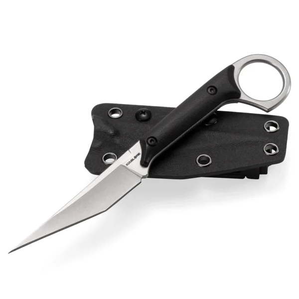 Shadow Fixed Blade Knife | 3.34″ Stonewashed D2 Blade | Black G10 Handle | KIASLORE KS1013-2