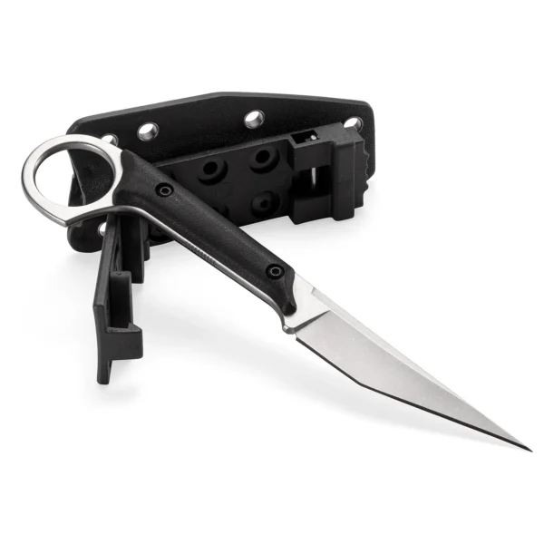 Shadow Fixed Blade Knife | 3.34″ Stonewashed D2 Blade | Black G10 Handle | KIASLORE KS1013-2