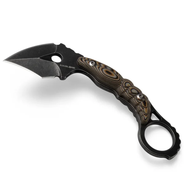 Shadow Spine Mini Karambit Knife | 1.81″ Black Stonewashed D2 Blade | Black G10 Handle | KIASLORE KK1316-1