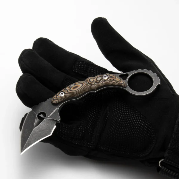Shadow Spine Mini Karambit Knife | 1.81″ Black Stonewashed D2 Blade | Black G10 Handle | KIASLORE KK1316-1