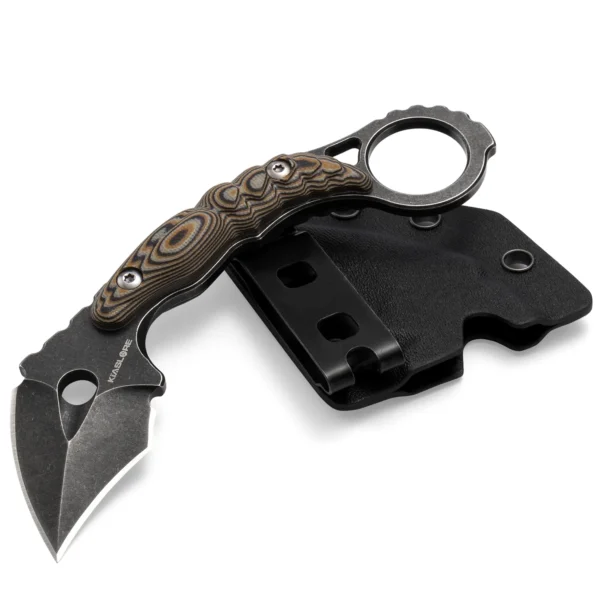 Shadow Spine Mini Karambit Knife | 1.81″ Black Stonewashed D2 Blade | Black G10 Handle | KIASLORE KK1316-1