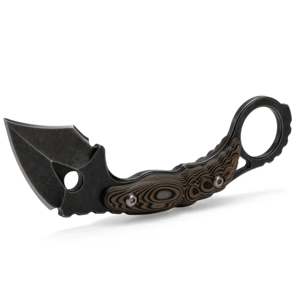 Shadow Spine Mini Karambit Knife | 1.81″ Black Stonewashed D2 Blade | Black G10 Handle | KIASLORE KK1316-1