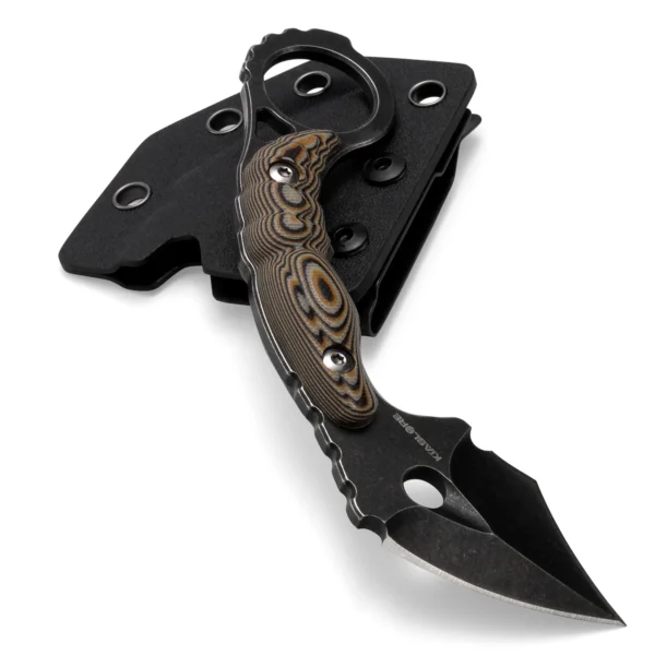 Shadow Spine Mini Karambit Knife | 1.81″ Black Stonewashed D2 Blade | Black G10 Handle | KIASLORE KK1316-1