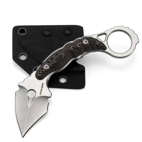 KS1316_S2_01 Shadow Spine Mini Karambit Knife | 1.81″ Stonewashed D2 Blade | Black G10 Handle | KIASLORE KK1316-2