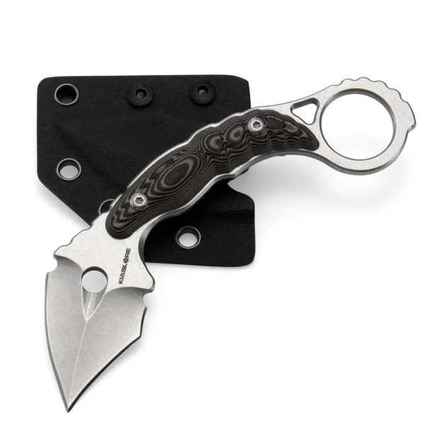 Shadow Spine Mini Karambit Knife | 1.81″ Stonewashed D2 Blade | Black G10 Handle | KIASLORE KK1316-2