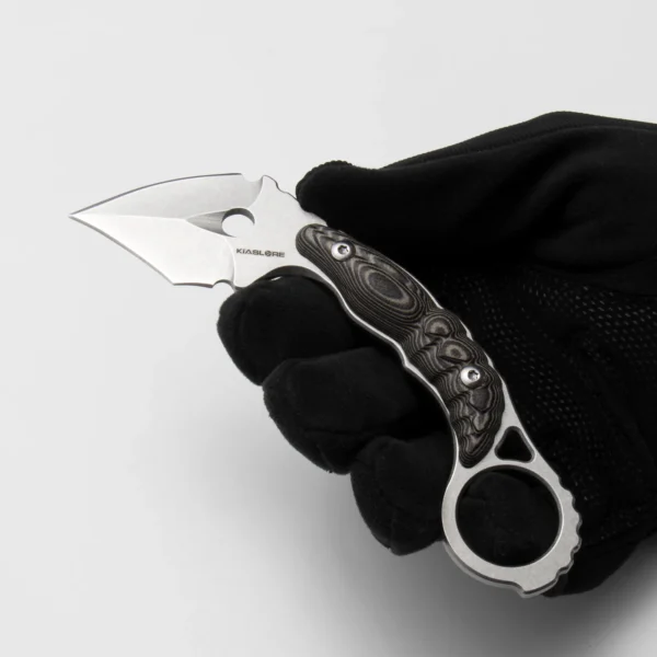 Shadow Spine Mini Karambit Knife | 1.81″ Stonewashed D2 Blade | Black G10 Handle | KIASLORE KK1316-2