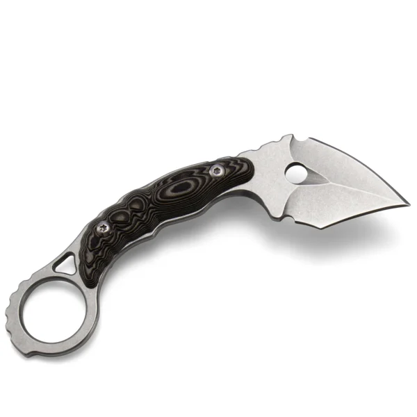 Shadow Spine Mini Karambit Knife | 1.81″ Stonewashed D2 Blade | Black G10 Handle | KIASLORE KK1316-2