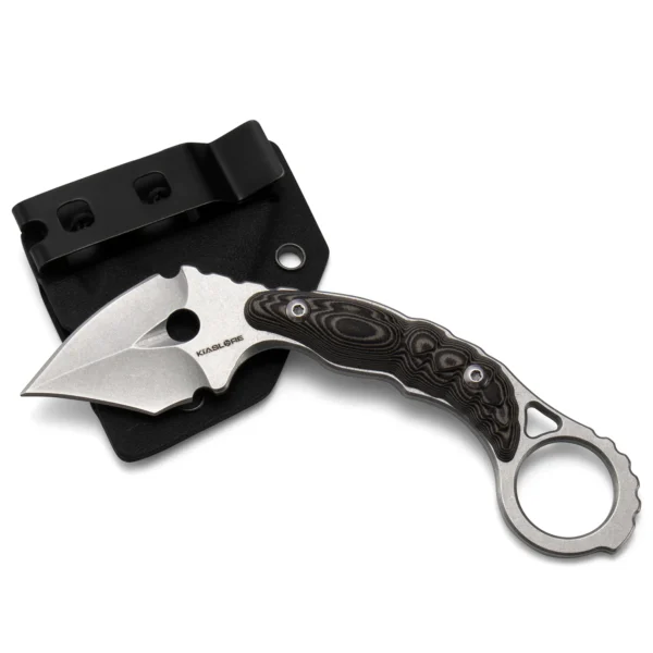Shadow Spine Mini Karambit Knife | 1.81″ Stonewashed D2 Blade | Black G10 Handle | KIASLORE KK1316-2