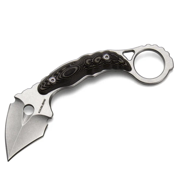 Shadow Spine Mini Karambit Knife | 1.81″ Stonewashed D2 Blade | Black G10 Handle | KIASLORE KK1316-2
