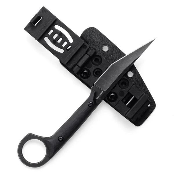 Shadow Fixed Blade Knife | 3.34" Black Stonewashed D2 Blade | Black G10 Handle | KIASLORE KS527-1