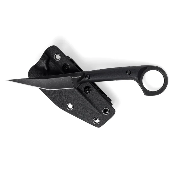 Shadow Fixed Blade Knife | 3.34" Black Stonewashed D2 Blade | Black G10 Handle | KIASLORE KS527-1