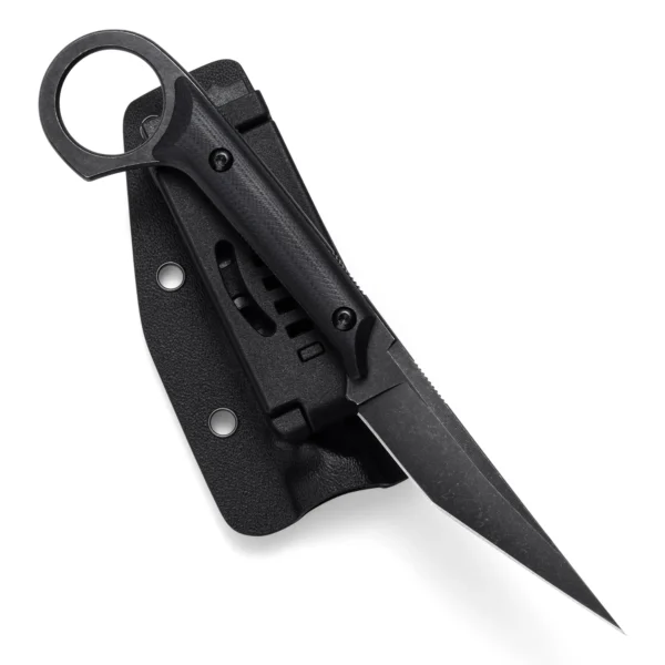 Shadow Fixed Blade Knife | 3.34" Black Stonewashed D2 Blade | Black G10 Handle | KIASLORE KS527-1