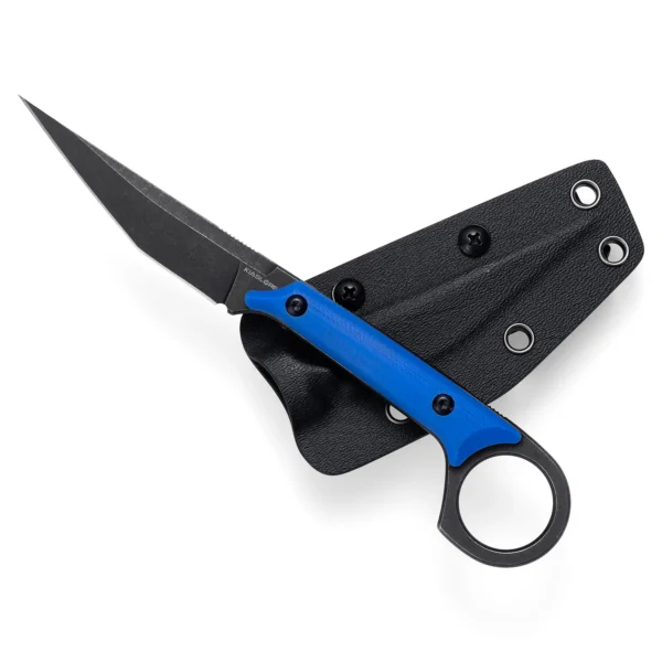 Shadow Fixed Blade Knife | 3.34" Black Stonewashed D2 Blade | Blue G10 Handle | KIASLORE KS527-4