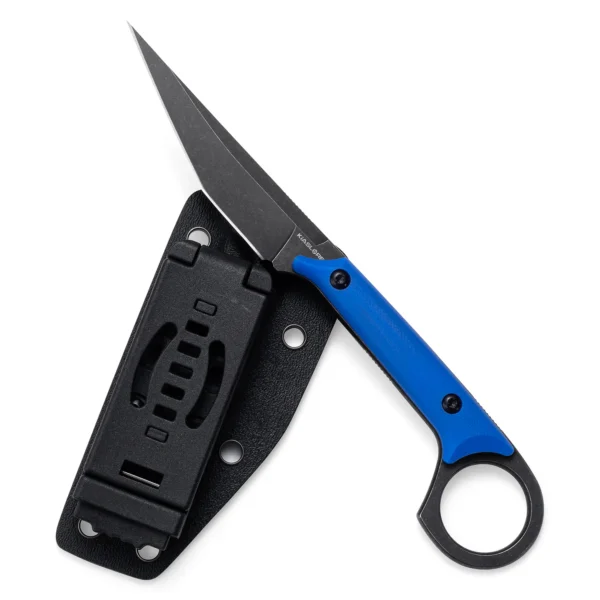 Shadow Fixed Blade Knife | 3.34" Black Stonewashed D2 Blade | Blue G10 Handle | KIASLORE KS527-4