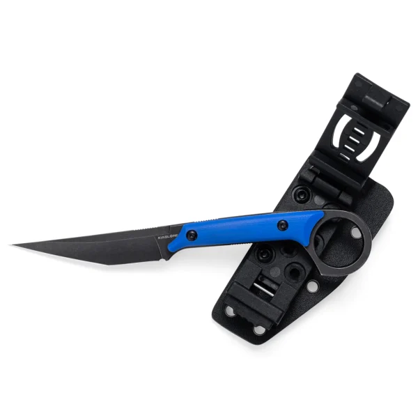 Shadow Fixed Blade Knife | 3.34" Black Stonewashed D2 Blade | Blue G10 Handle | KIASLORE KS527-4
